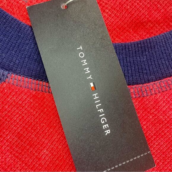 Tommy Hilfiger 1985 NYC Red Blue Thermal Shirt Top Womens Medium - Picture 11 of 15